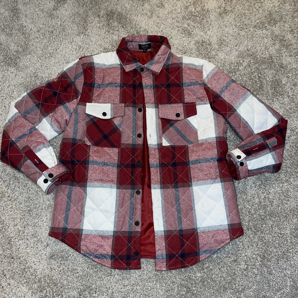 Brand:BooHooMan Size:large Color:Red/White (Silky Inside)
